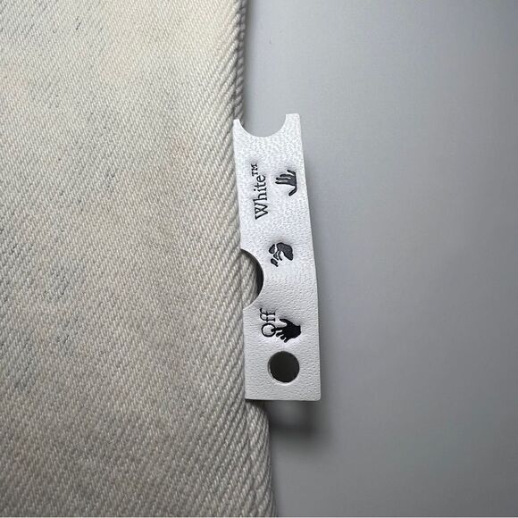 Off-White Degrade Split Hem Straight Leg Jeans in Blue White - Picture 7 of 10